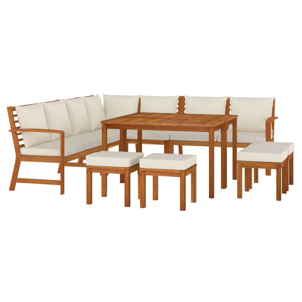 vidaXL 11 Piece Garden Dining Set with Cushions Solid Wood Acacia