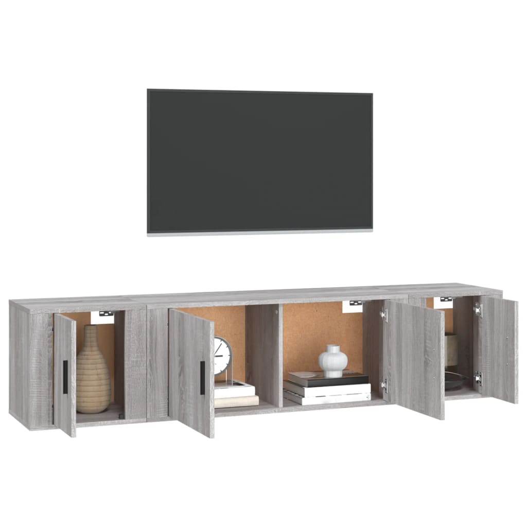 vidaXL 3 Piece TV Cabinet Set Grey Sonoma Engineered Wood