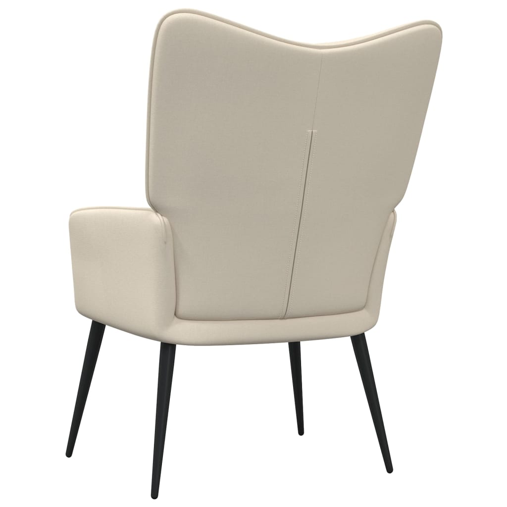 vidaXL Relaxing Chair with a Stool Cream Fabric