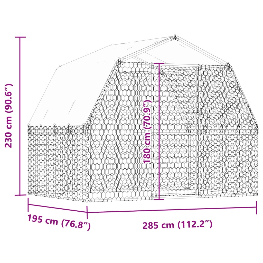 vidaXL Dog Cage with Roof and Door Silver Galvanised Steel