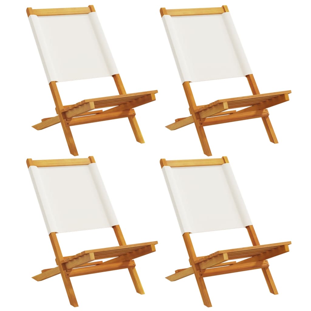 vidaXL Folding Garden Chairs 4 pcs Cream White Fabric and Solid Wood