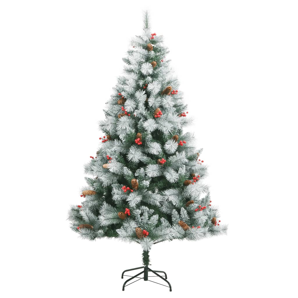 vidaXL Artificial Hinged Christmas Tree 300 LEDs & Ball Set 180 cm