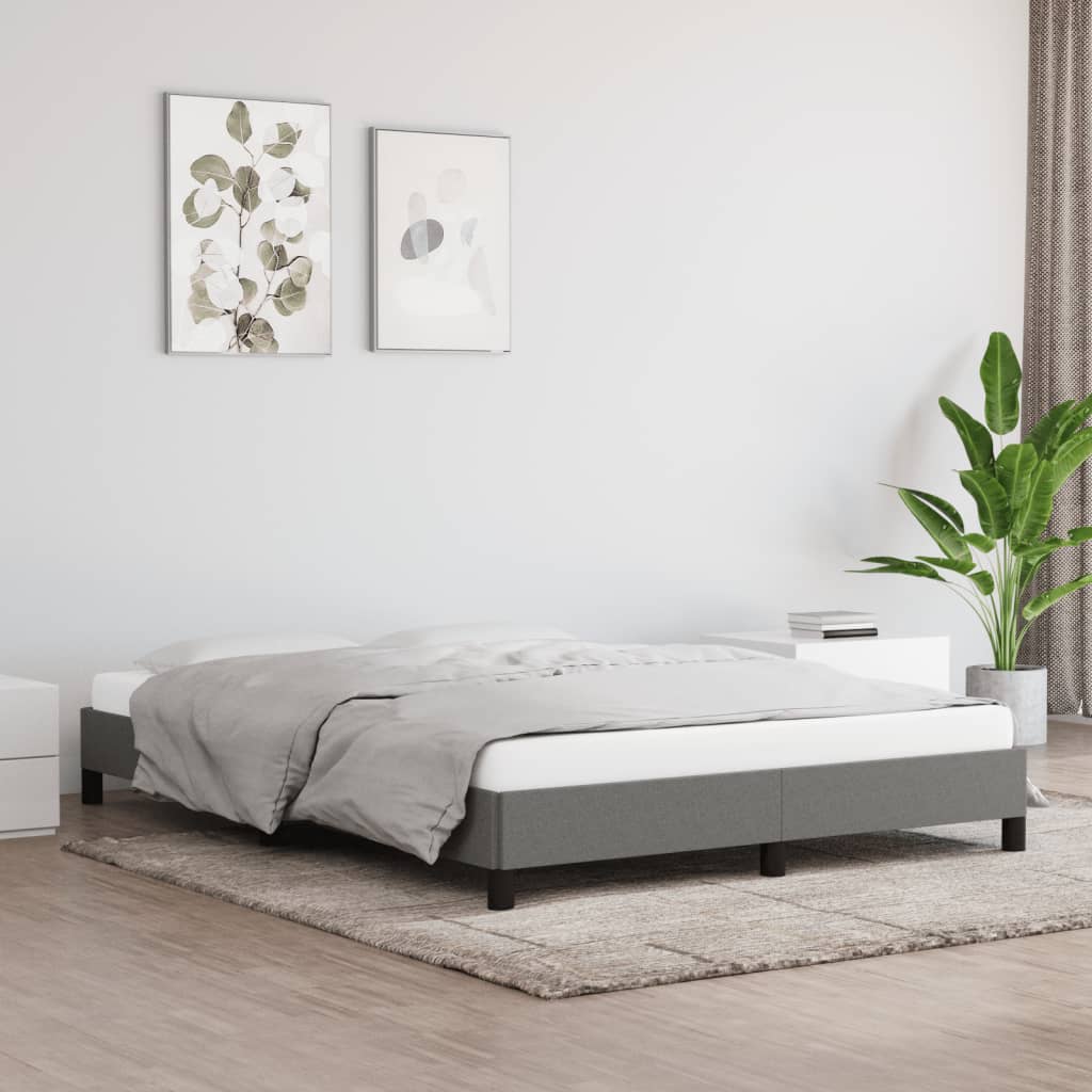 vidaXL Bed Frame without Mattress Dark Grey 152x203 cm Queen Fabric