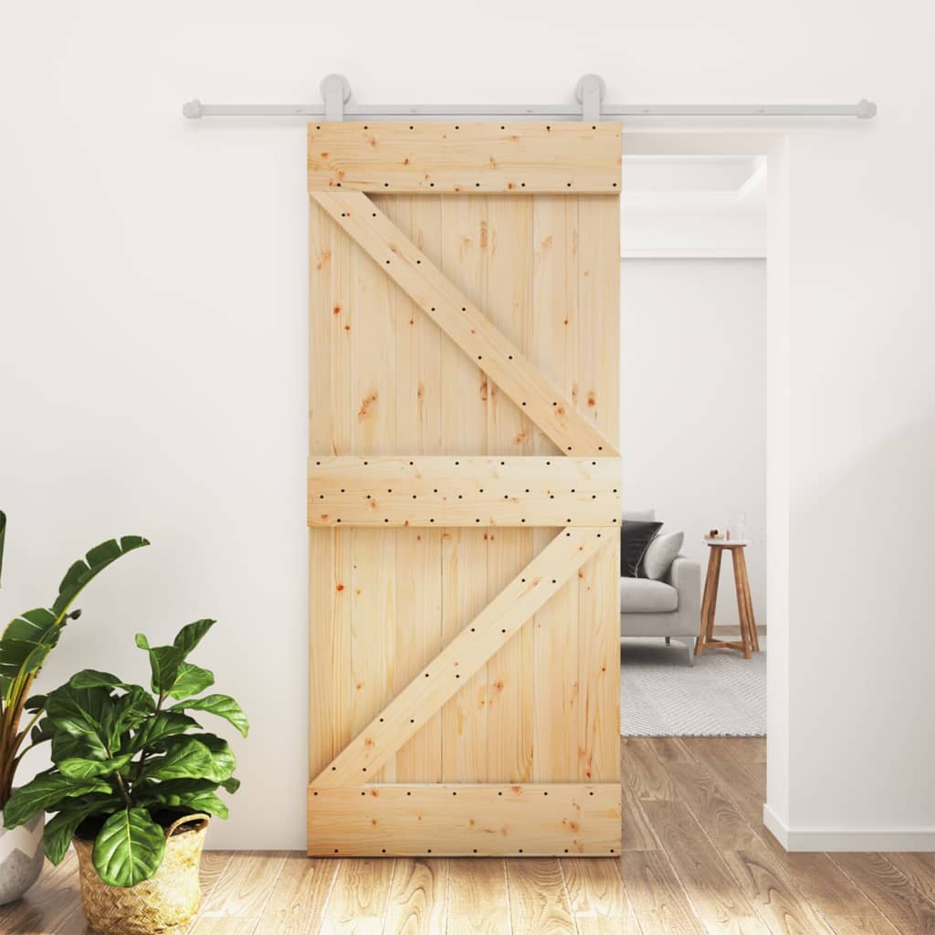 vidaXL Sliding Door with Hardware Set 90x210 cm Solid Wood Pine