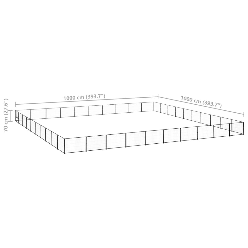 vidaXL Dog Kennel Black 100 m² Steel