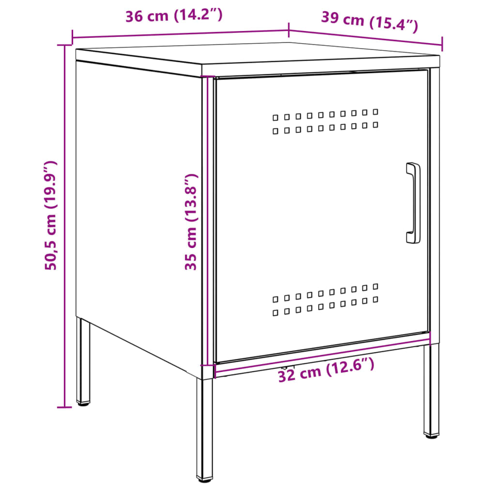 vidaXL Bedside Cabinets 2 pcs Black 36x39x50.5 cm Steel