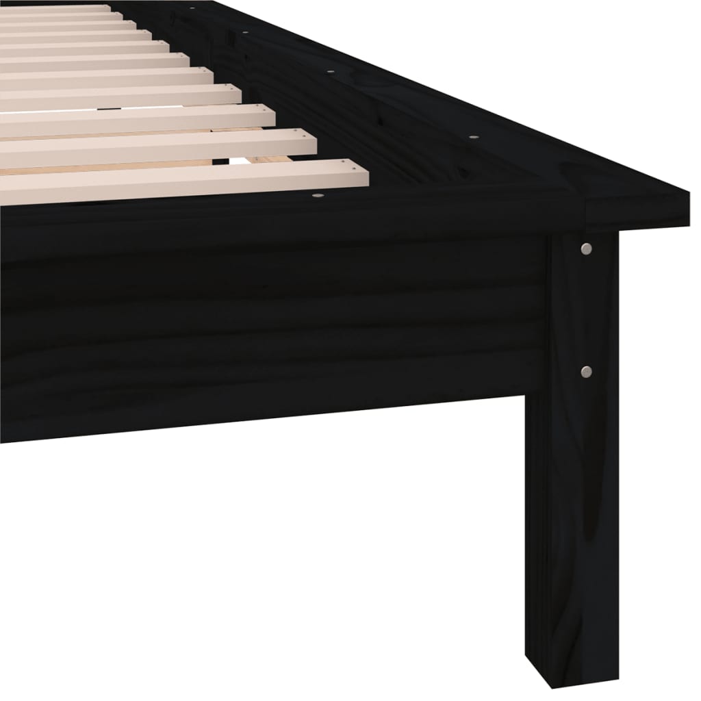 vidaXL LED Bed Frame without Mattress Black 90x190 cm Single Solid Wood