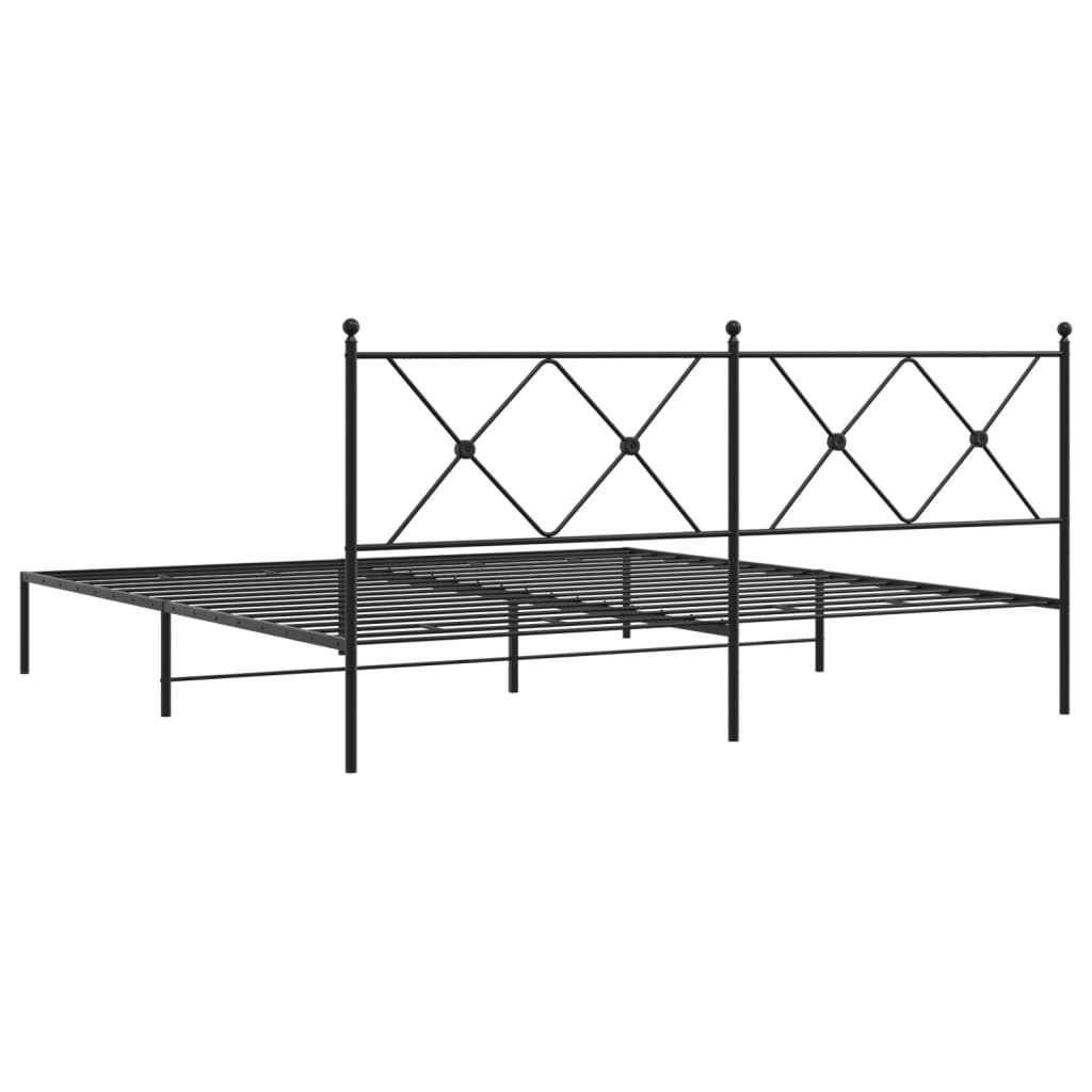 vidaXL Metal Bed Frame without Mattress with Headboard Black 180x200cm