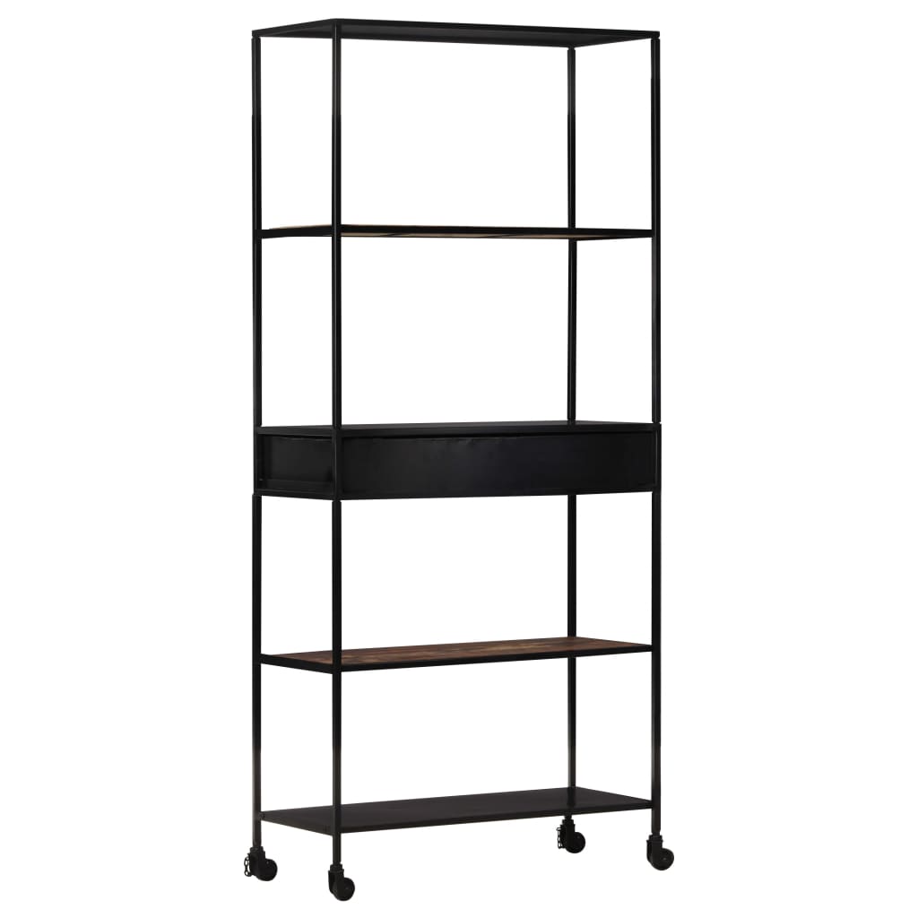 vidaXL Book Cabinet 80x35x180 cm Rough Mango Wood & Iron