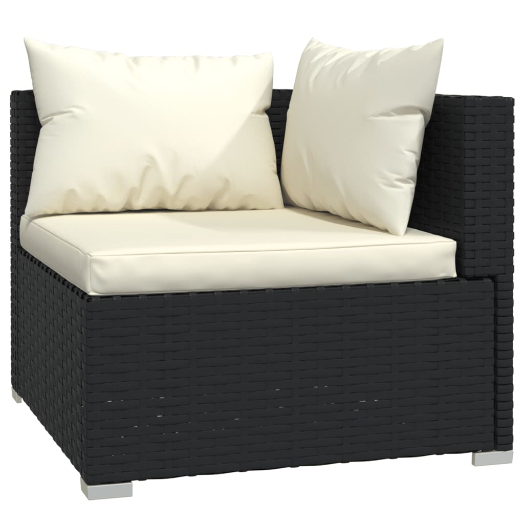 vidaXL 8 Piece Garden Lounge Set with Cushions Poly Rattan Black