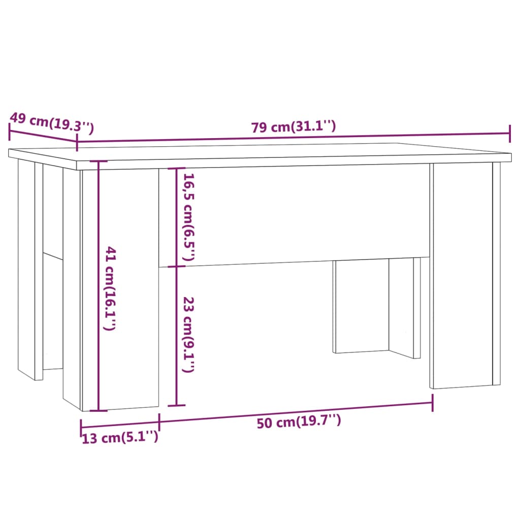 vidaXL Coffee Table Grey Sonoma 79x49x41 cm Engineered Wood