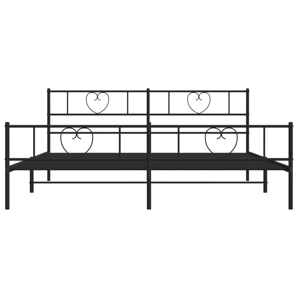 vidaXL Metal Bed Frame without Mattress with Footboard Black 180x200 cm Super King