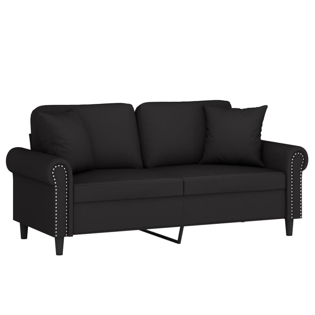 vidaXL 2-Seater Sofa with Throw Pillows Black 140 cm Velvet