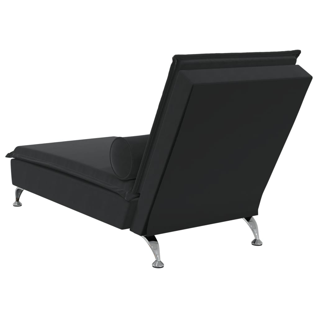 vidaXL Massage Chaise Lounge with Bolster Black Velvet