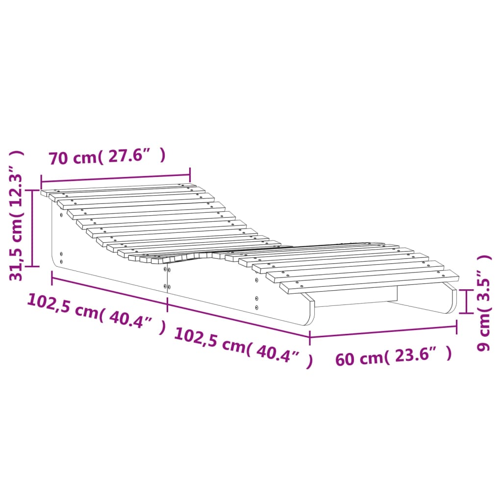 vidaXL Sun Lounger 205x70x31.5 cm Solid Wood Douglas