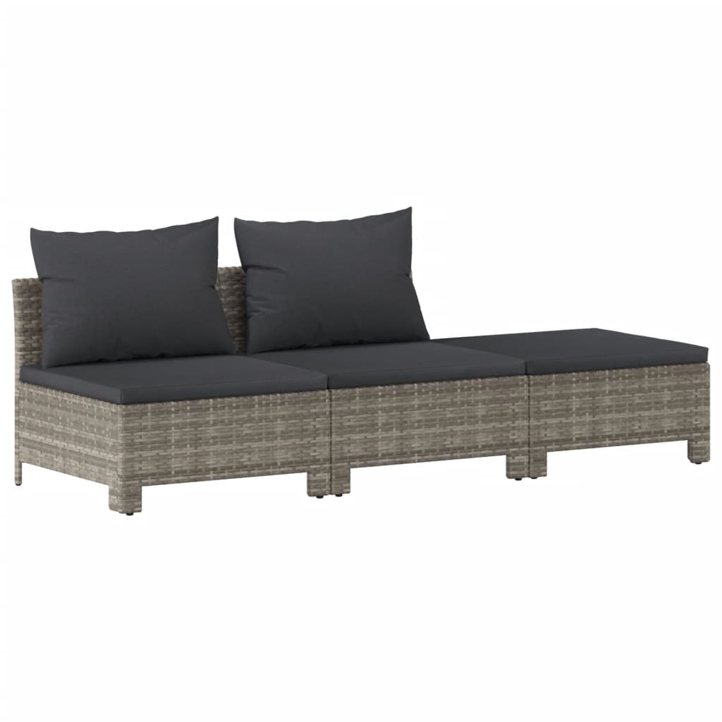 vidaXL 6 Piece Garden Lounge Set with Cushions Grey Poly Rattan