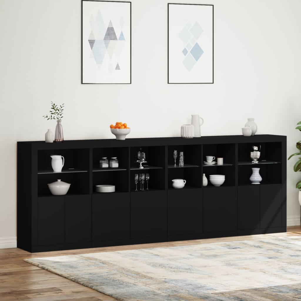 vidaXL Sideboard with LED Lights Black 283x37x100 cm