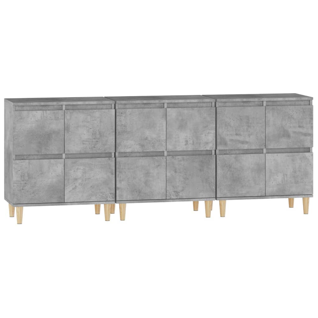 vidaXL Sideboards 3 pcs Concrete Grey 60x35x70 cm Engineered Wood