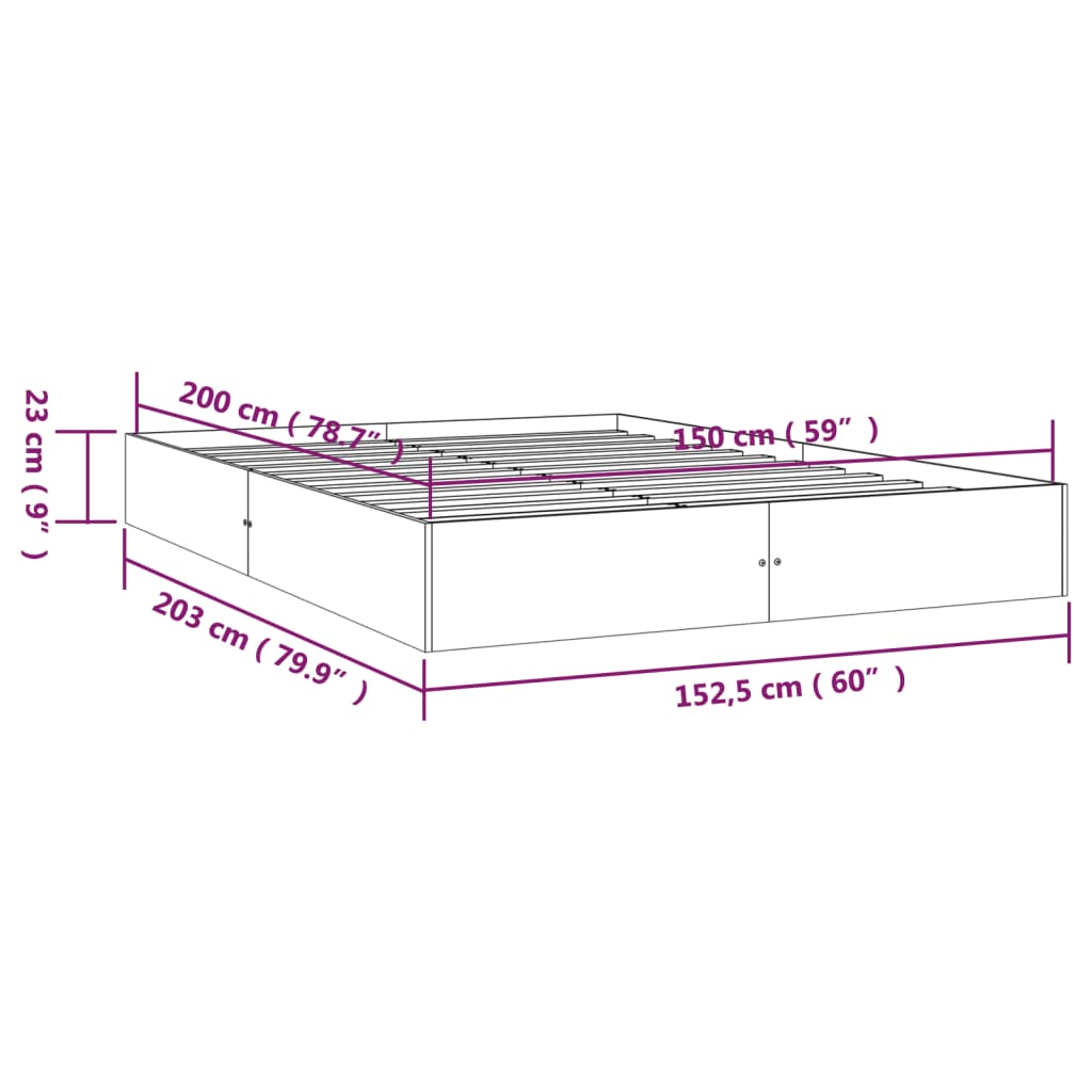 vidaXL Bed Frame without Mattress White Solid Wood 150x200 cm King Size