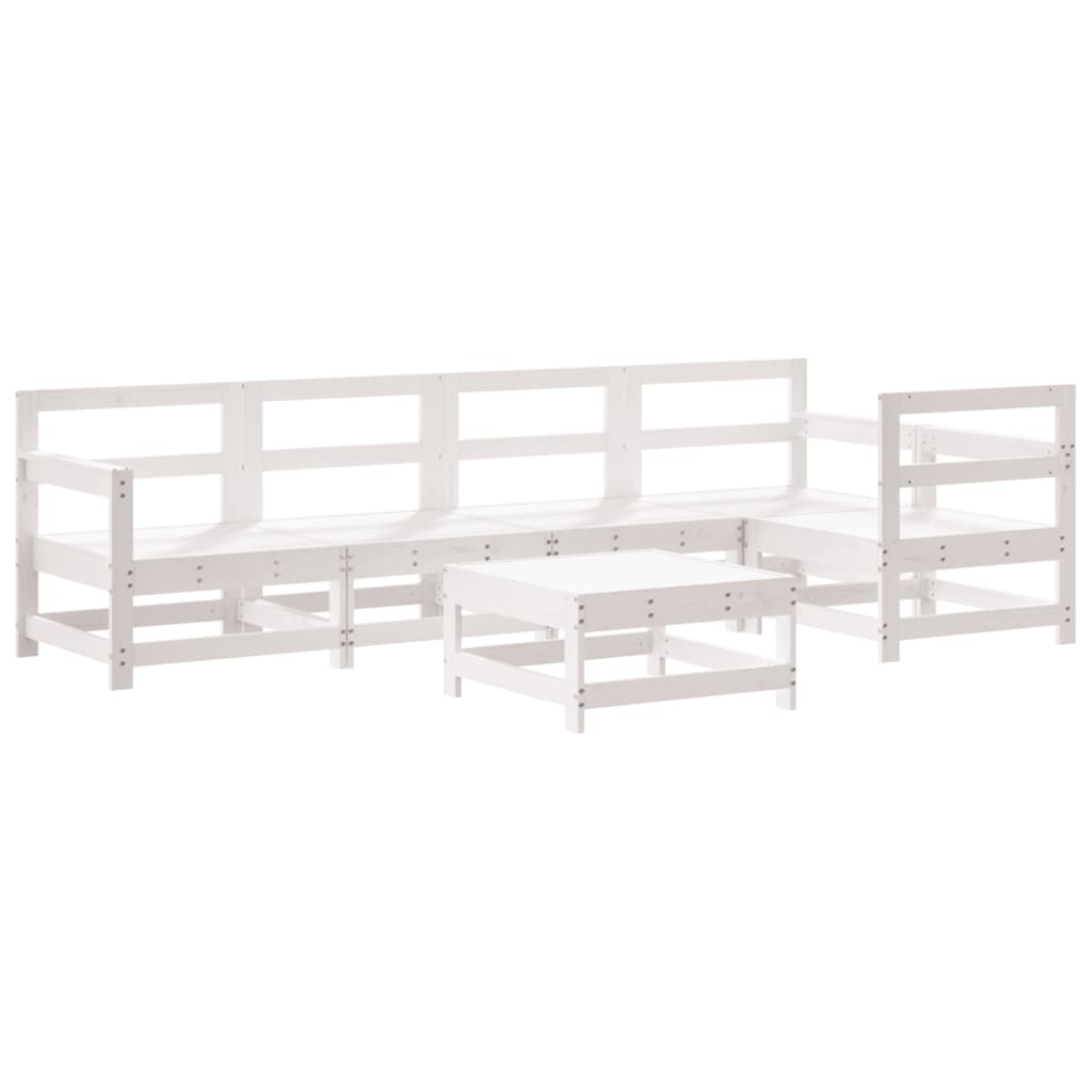 vidaXL 6 Piece Garden Lounge Set with Cushions White Solid Wood