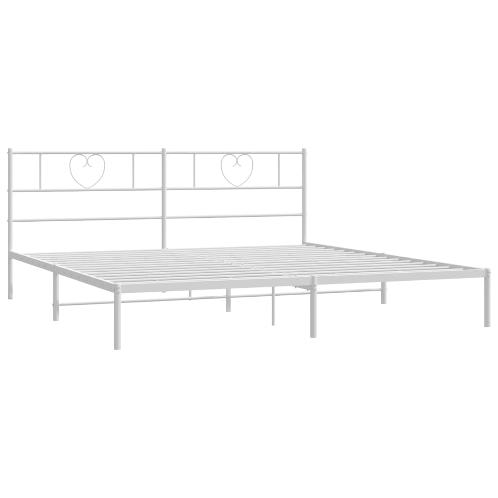 vidaXL Metal Bed Frame without Mattress with Headboard White 180x200cm