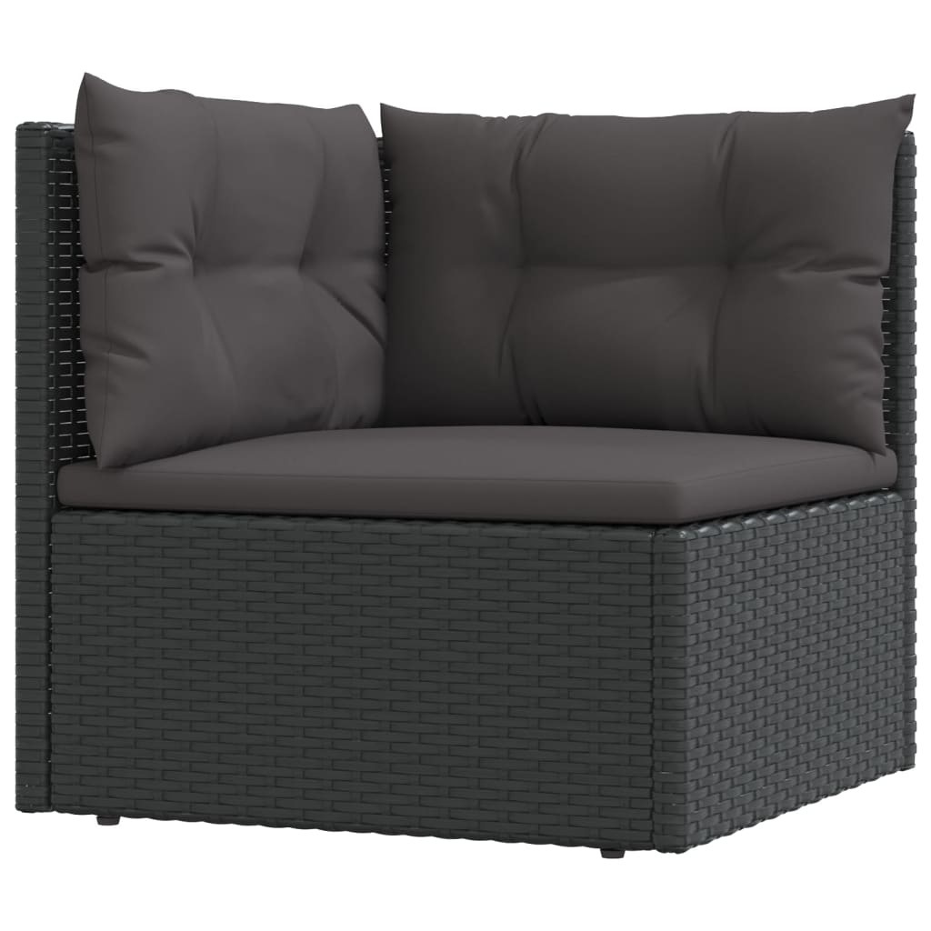 vidaXL 7 Piece Outdoor Sofa Set with Cushions Black Poly Rattan