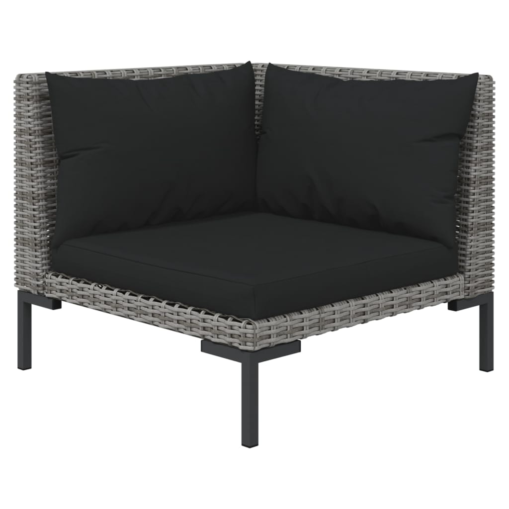 vidaXL 7 Piece Garden Lounge Set with Cushions Poly Rattan Dark Grey