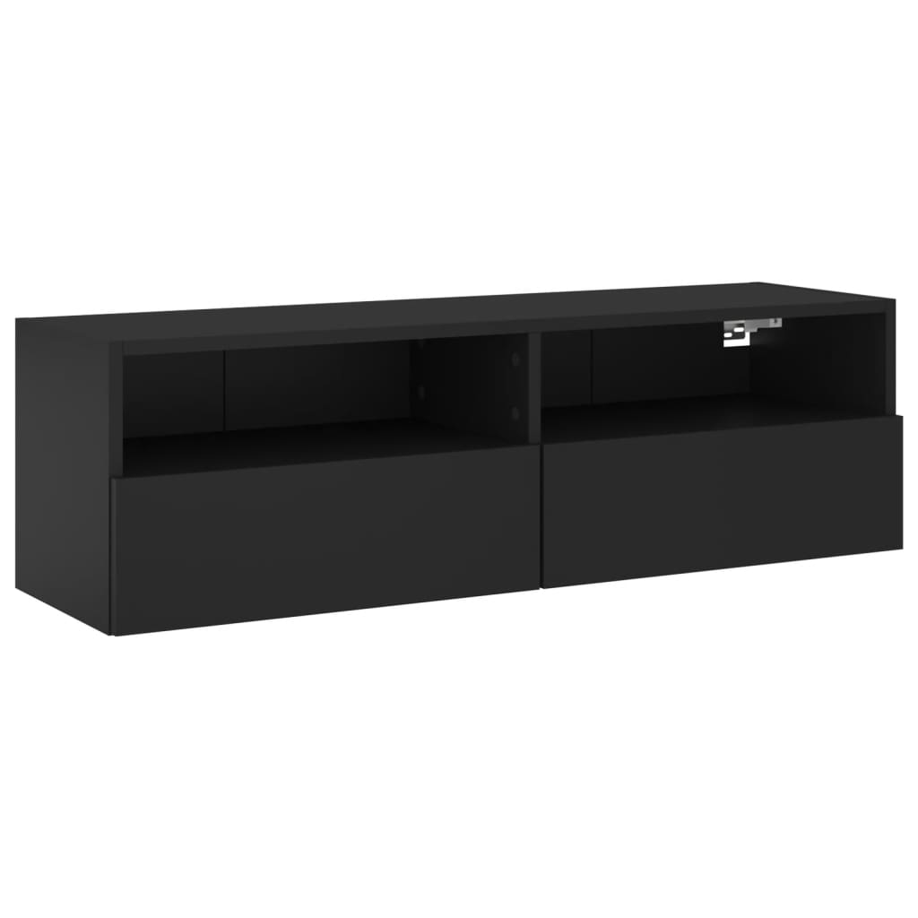 vidaXL TV Wall Cabinet Black 100x30x30 cm Engineered Wood