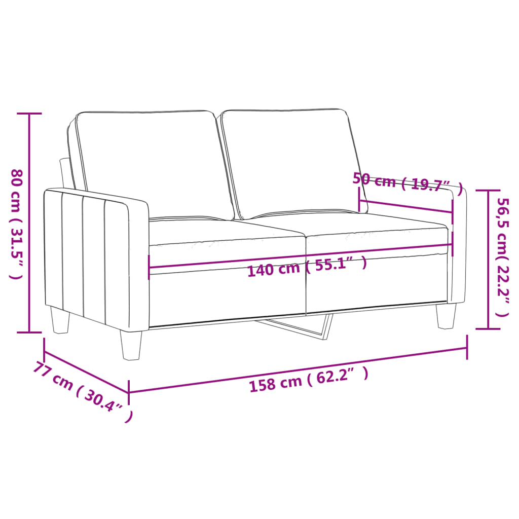 vidaXL 2-Seater Sofa Dark Grey 140 cm Fabric