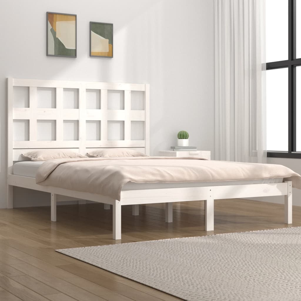 vidaXL Bed Frame without Mattress White 180x200 cm Super King Solid Wood Pine