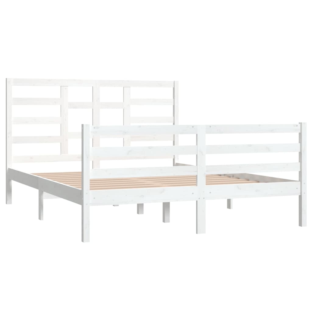 vidaXL Bed Frame White Solid Wood 150x200 cm King Size