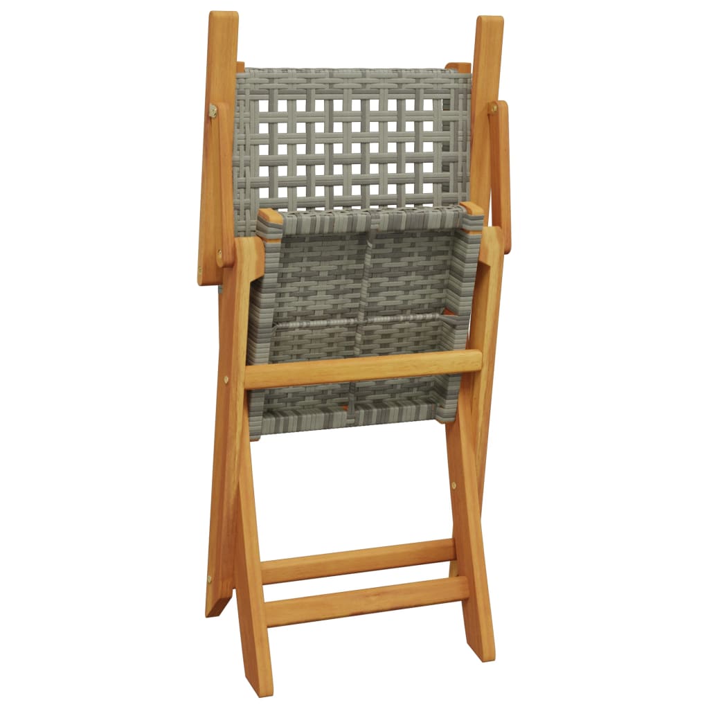 vidaXL Garden Chairs 2 pcs Grey Solid Wood Acacia and Poly Rattan