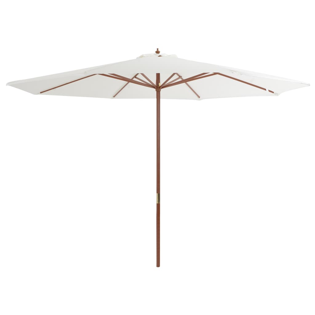 vidaXL Garden Parasol with Wooden Pole 350 cm Sand White