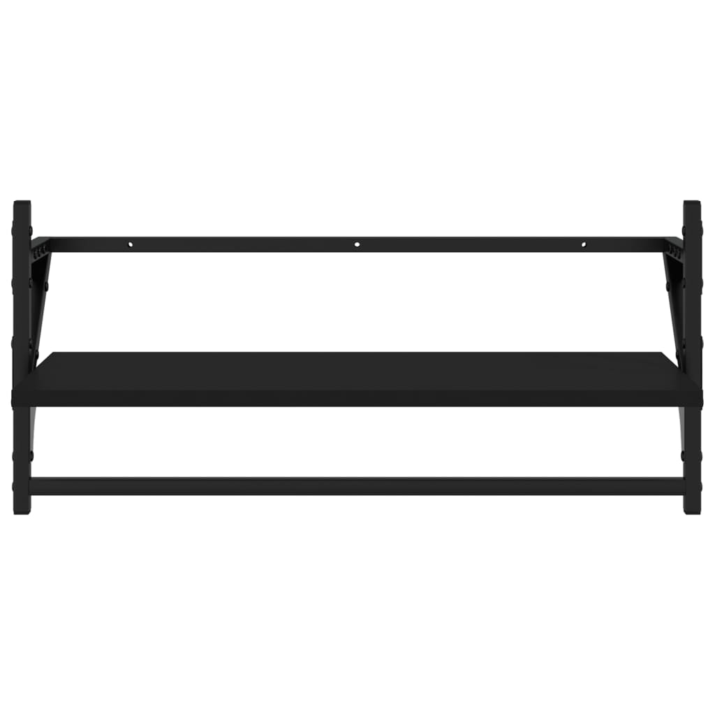 vidaXL 6 Piece Wall Shelf Set with Bars Black Engineered Wood