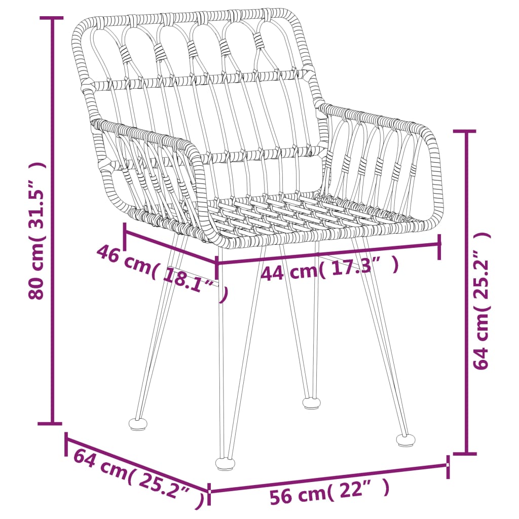 vidaXL 7 Piece Garden Dining Set Poly Rattan