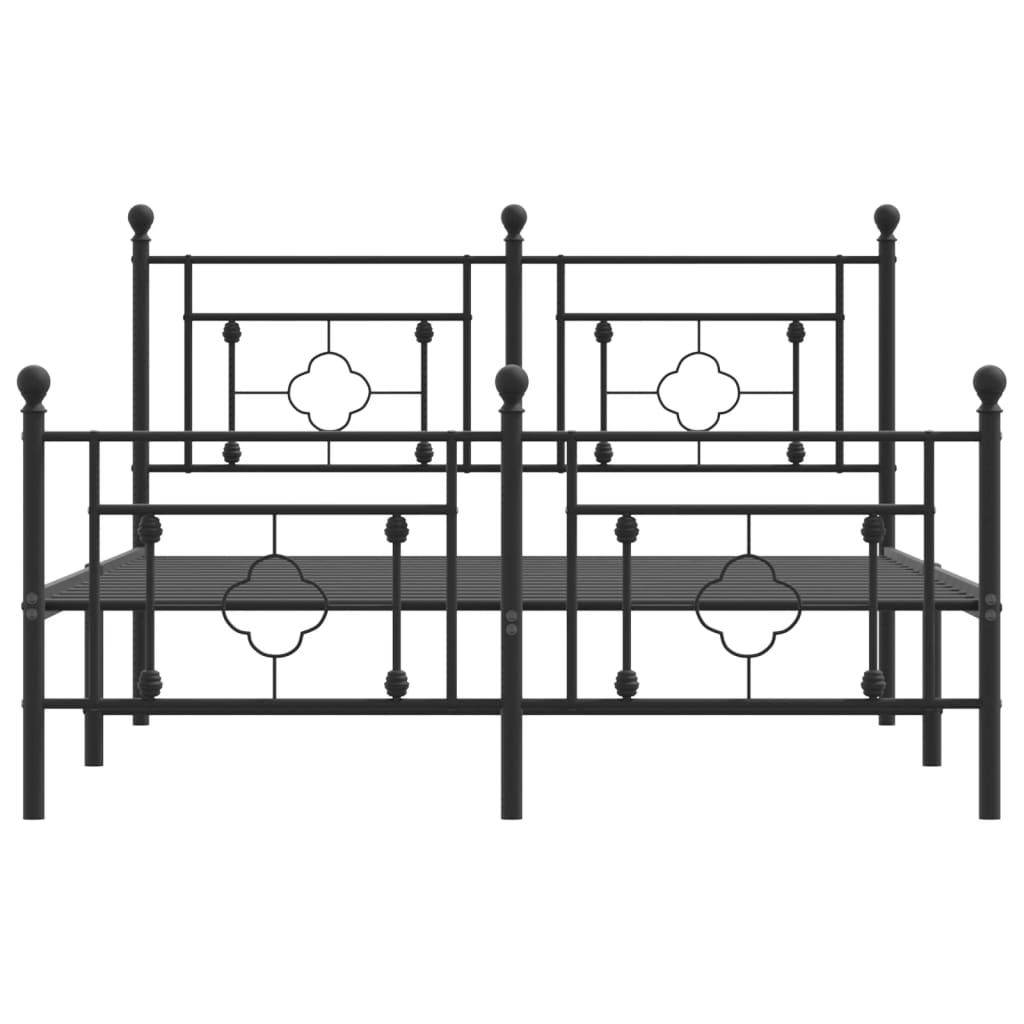 vidaXL Metal Bed Frame without Mattress with Footboard Black 135x190 cm Double