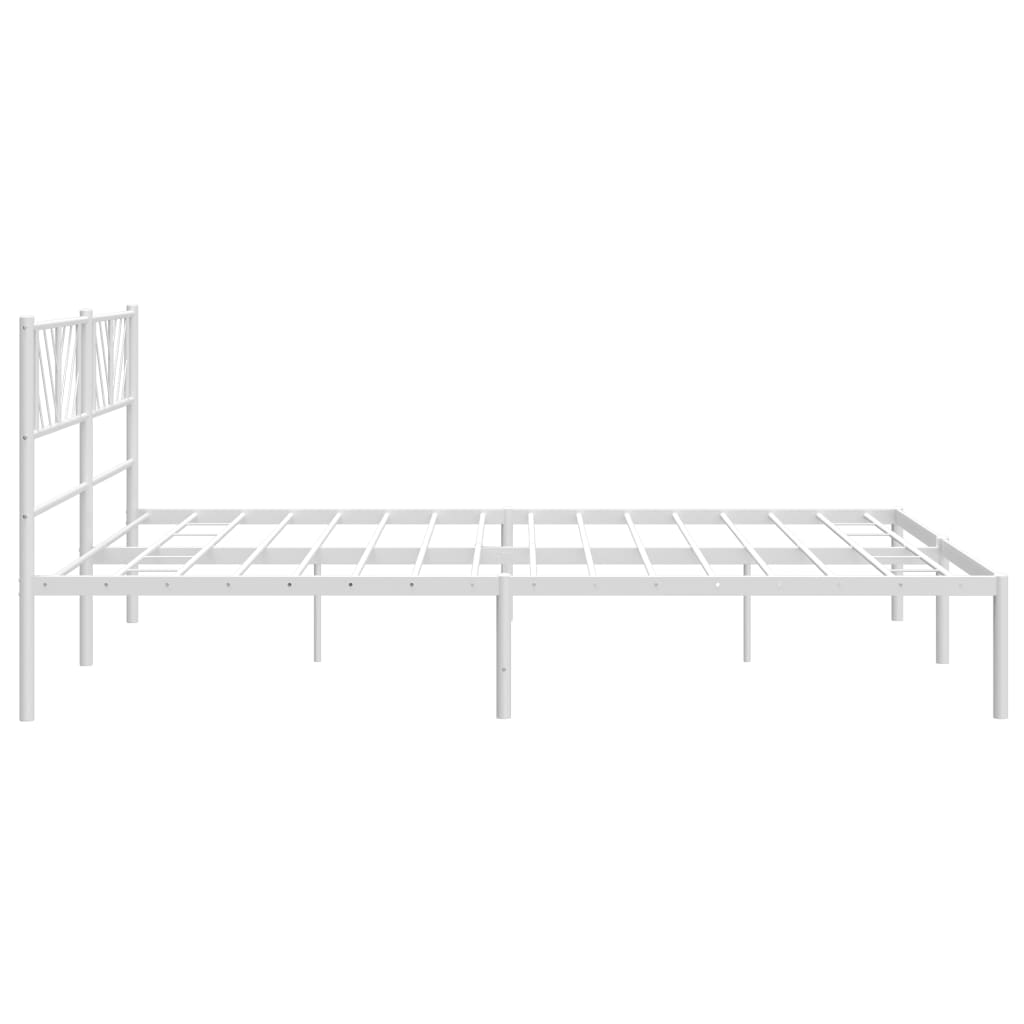 vidaXL Metal Bed Frame without Mattress with Headboard White 180x200 cm Super King