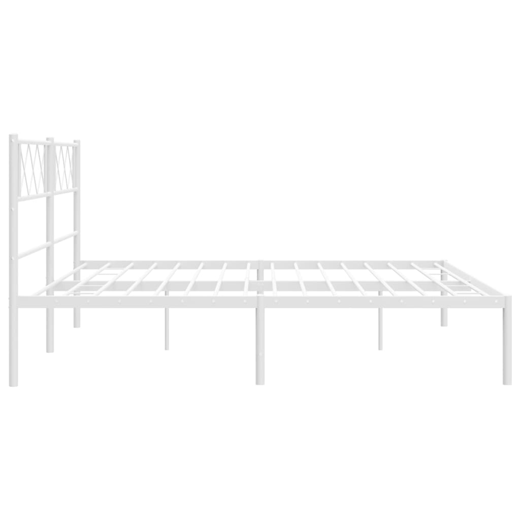 vidaXL Metal Bed Frame with Headboard White Super King Size