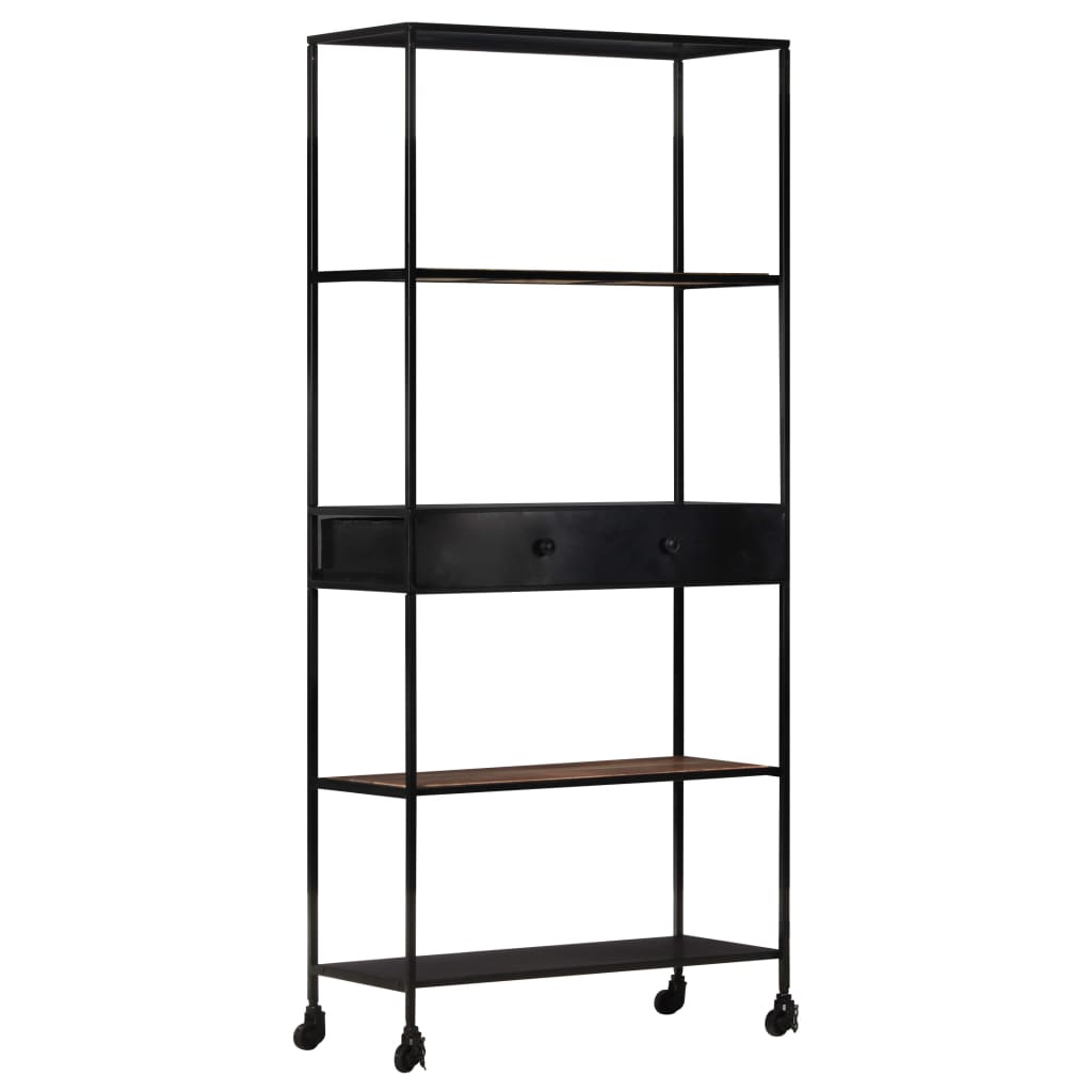 vidaXL Book Cabinet 80x35x180 cm Rough Mango Wood & Iron