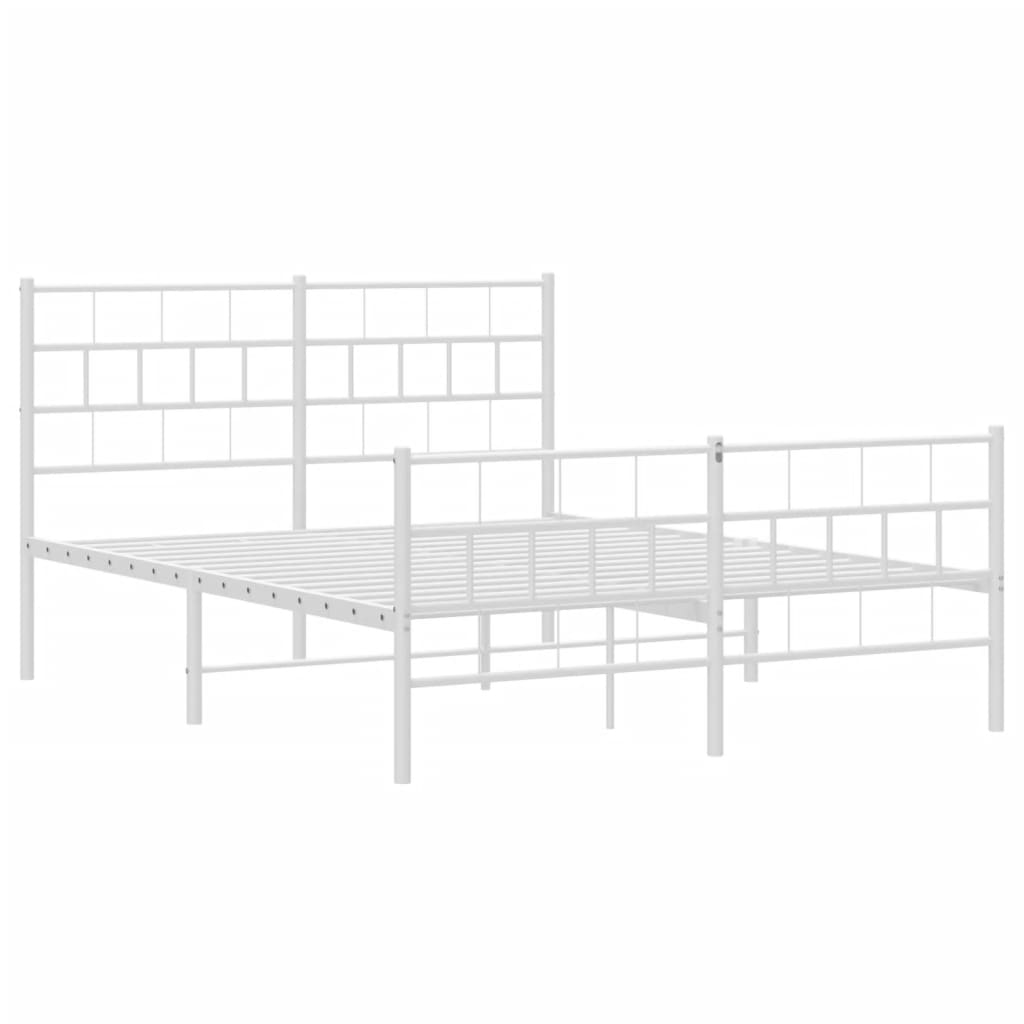 vidaXL Metal Bed Frame without Mattress with Footboard White 150x200 cm King Size