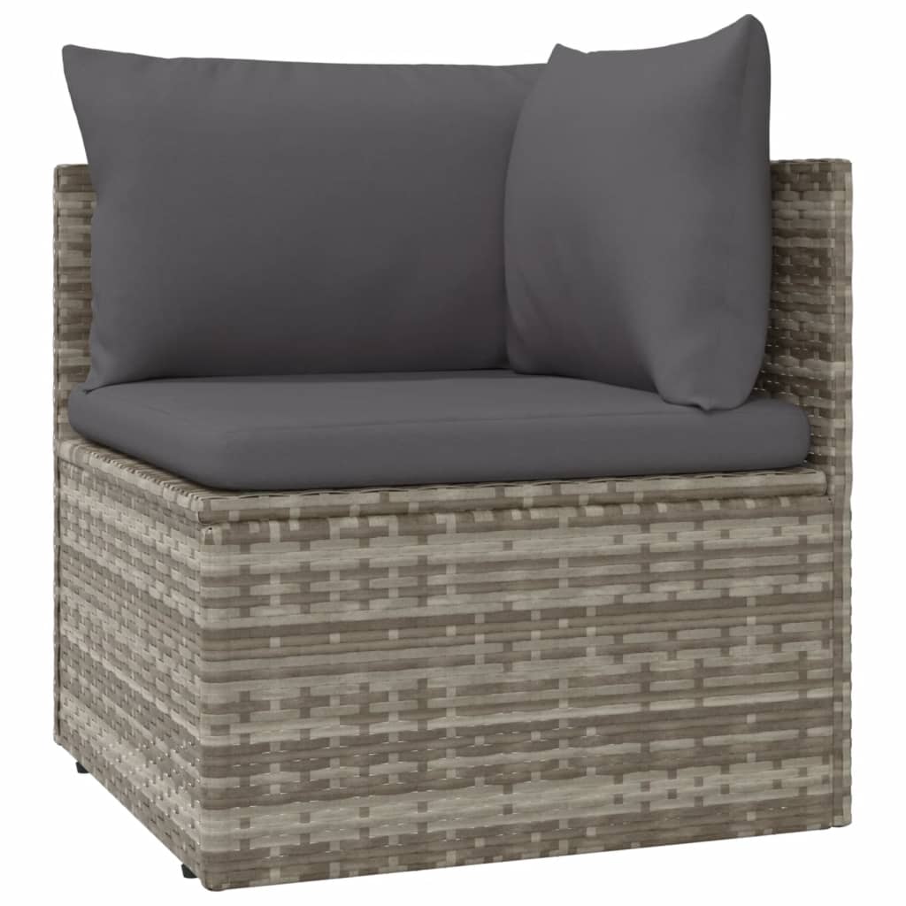 vidaXL 11 Piece Garden Lounge Set with Cushions Grey Poly Rattan