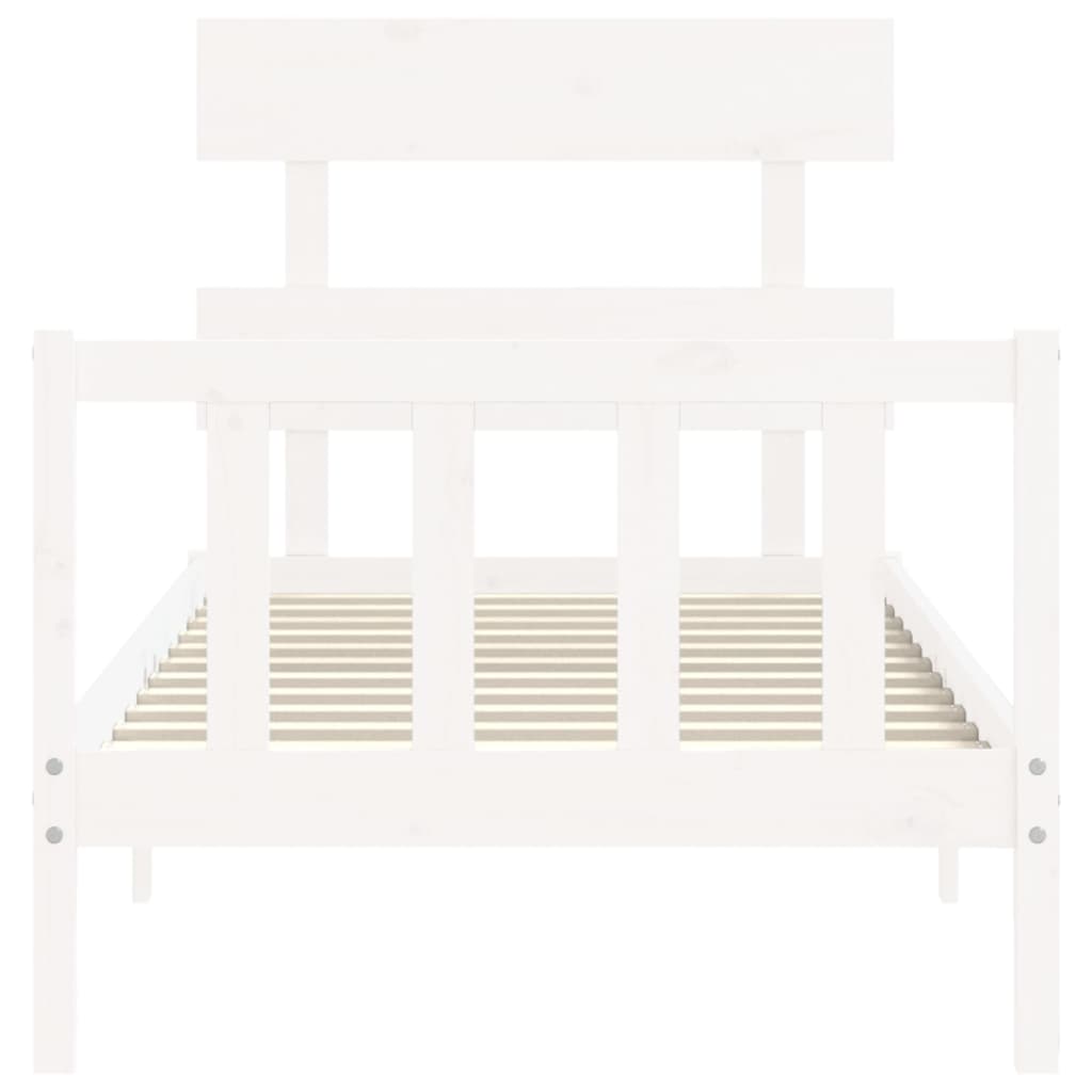 vidaXL Bed Frame without Mattress White Single Solid Wood Pine