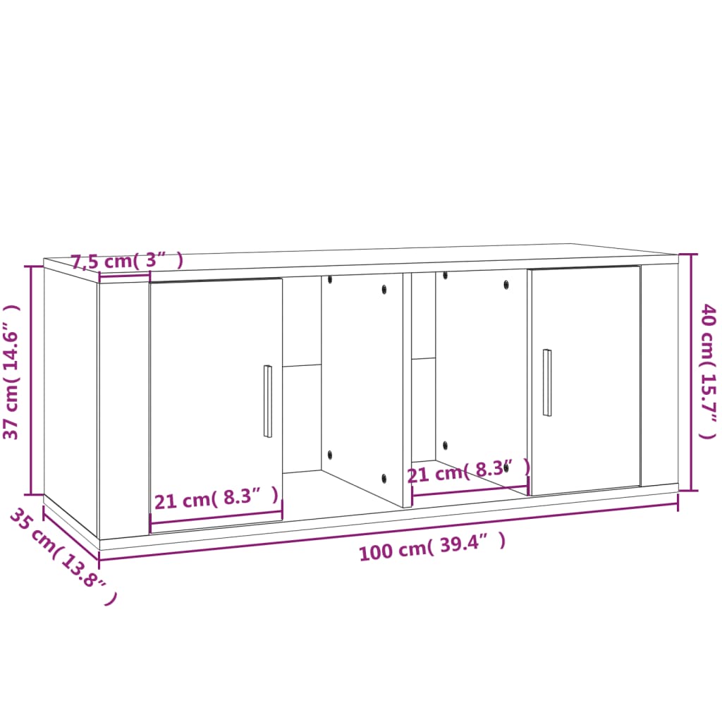 vidaXL TV Cabinet Sonoma Oak 100x35x40 cm Engineered Wood