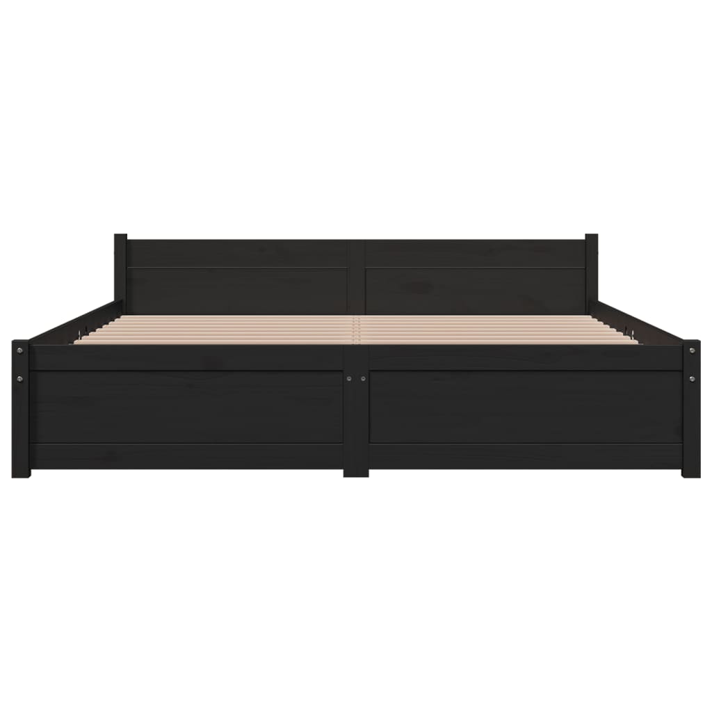 vidaXL Bed Frame without Mattress Black Solid Wood 150x200 cm King Size