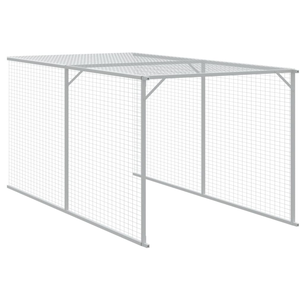 vidaXL Chicken Cage with Run Light Grey 117x609x123 cm Galvanised Steel