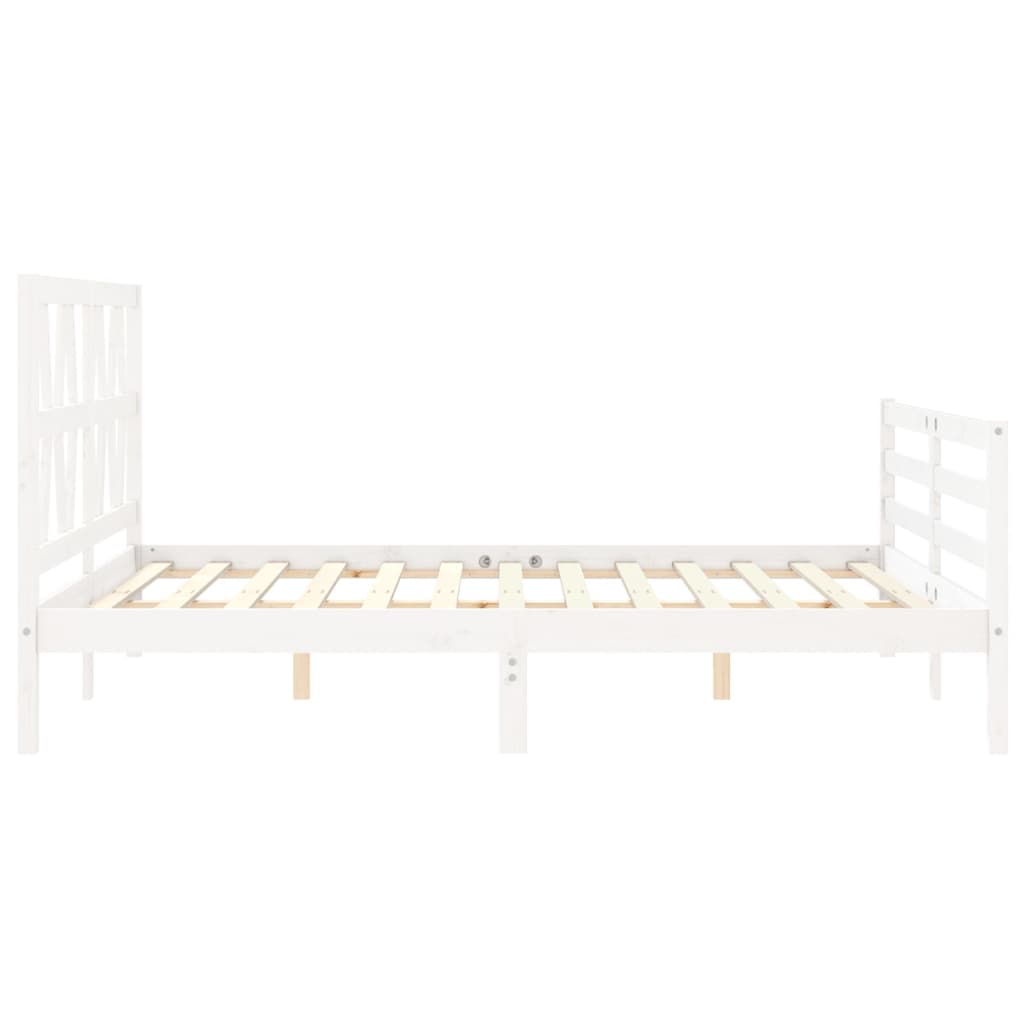 vidaXL Bed Frame without Mattress White King Size Solid Wood