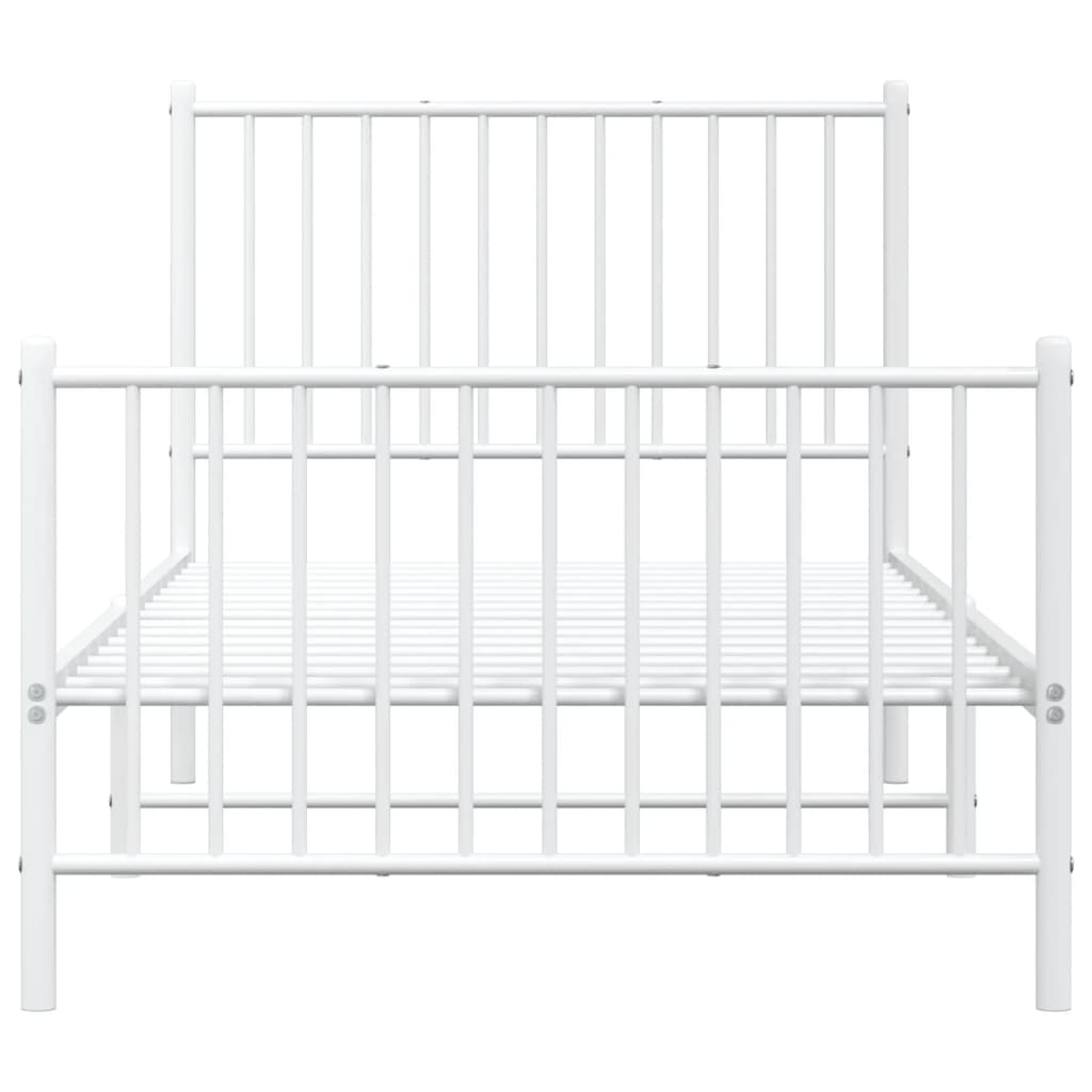 vidaXL Metal Bed Frame without Mattress with Footboard White 90x190 cm Single