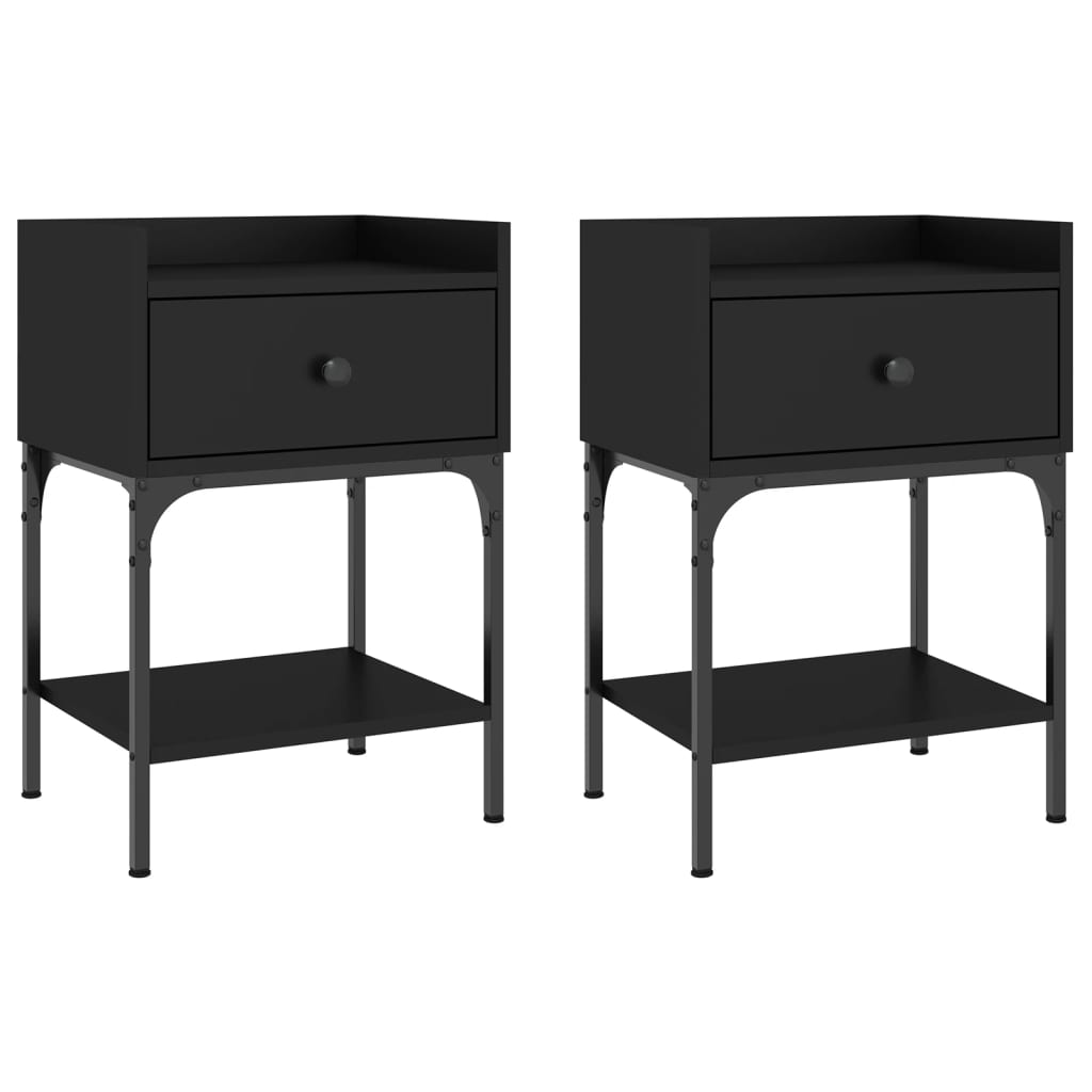 vidaXL Bedside Tables 2 pcs Black 40.5x31x60 cm Engineered Wood