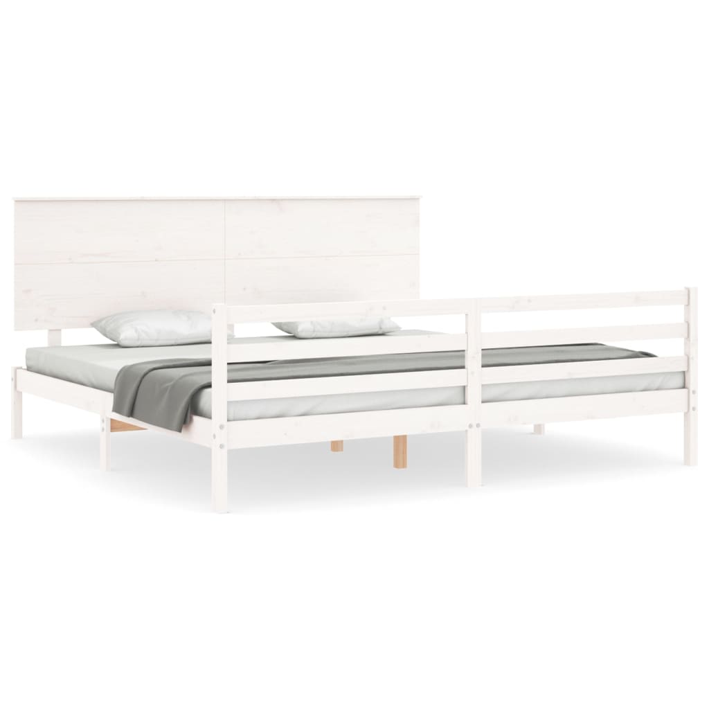 vidaXL Bed Frame without Mattress White Super King Size Solid Wood