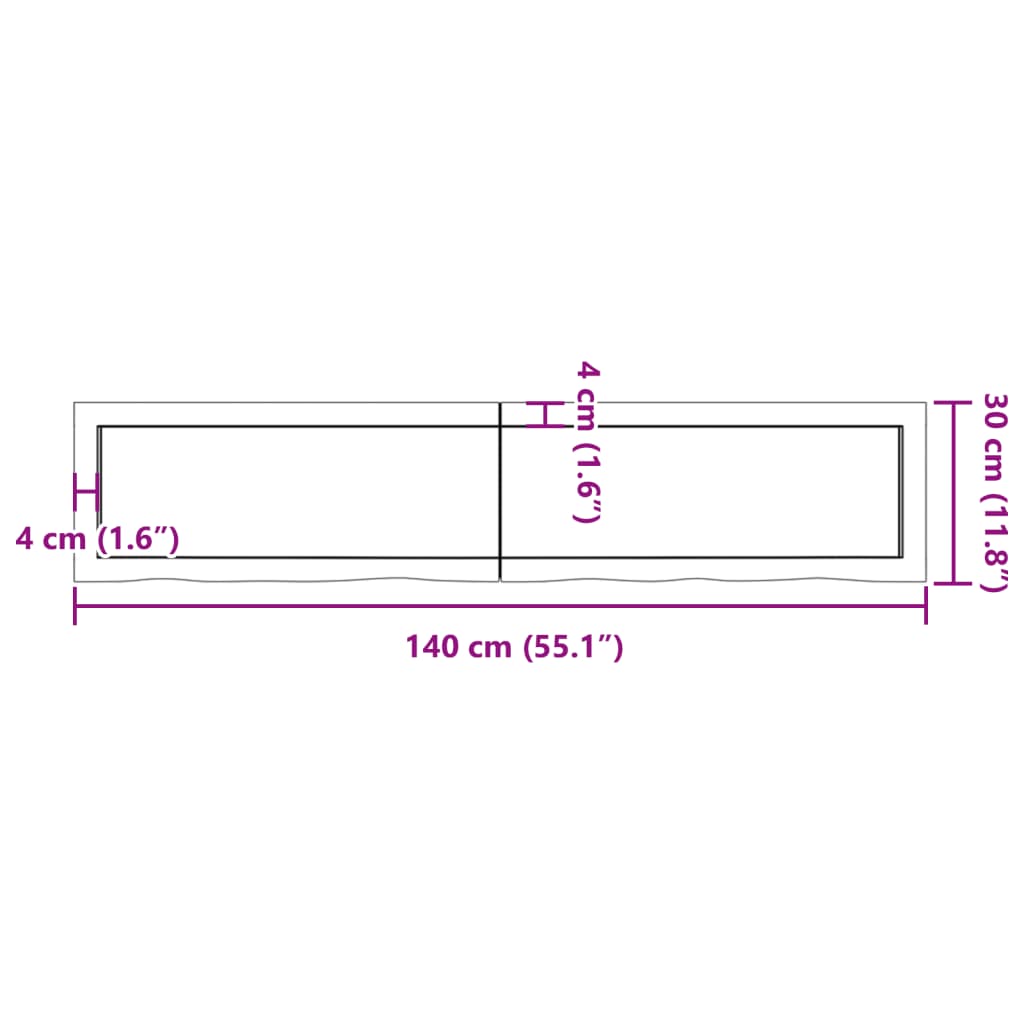 vidaXL Bathroom Countertop Light Brown 140x30x(2-4)cm Treated Solid Wood